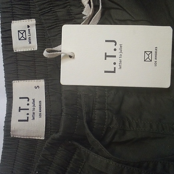 L.T.J. Letters to Juliet Olive Green High Waist Drawstring Cargo Joggers NWT - Picture 3 of 6